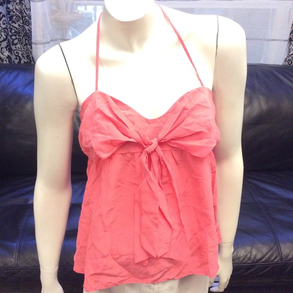 Vintage 90’s smart set 100% silk coral halter top - Picture 1 of 5